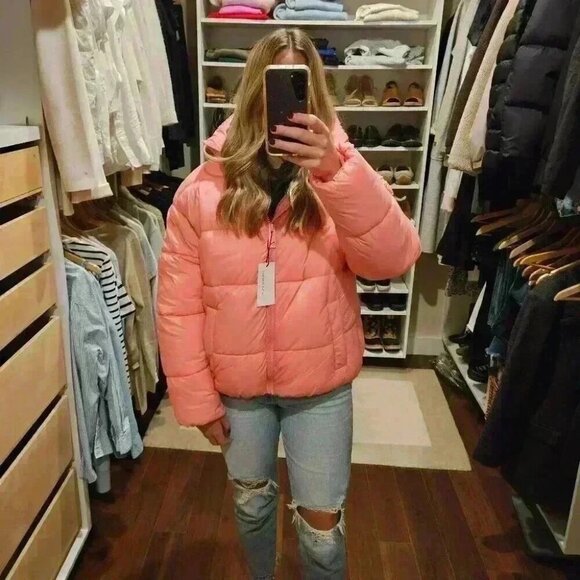 New With Tags - Noize Avalon Pink Puffer Jacket  (vegan) - Picture 1 of 8